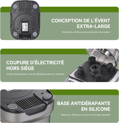 AMZCHEF Professionele smoothiemixer 1,85 liter met 6 messen, 600 ml, BPA 1,85 l en 600 ml individuele glazen mixer voor 2 mengmodi 1800 W