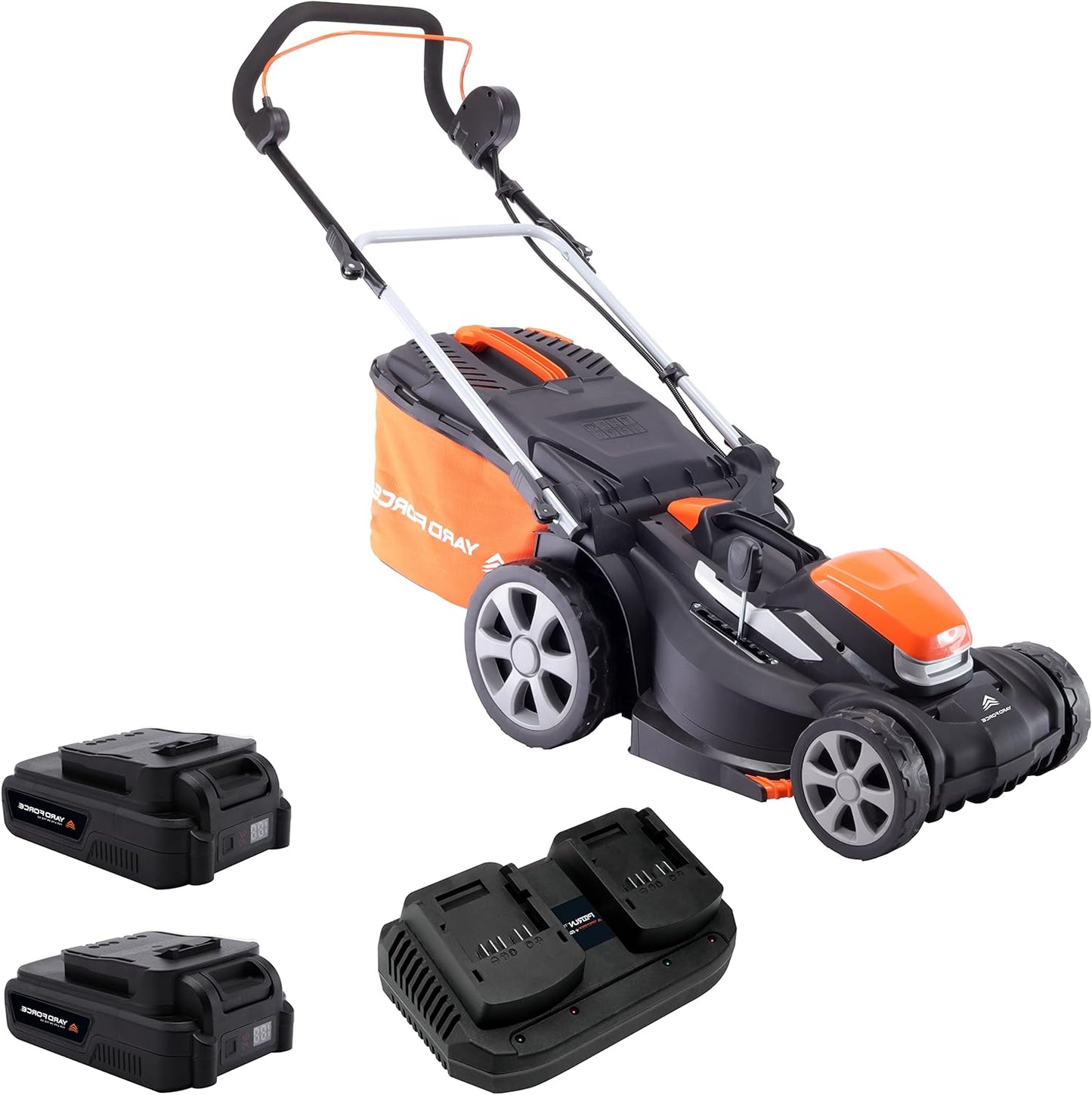 Accugrasmaaier – Elektrische Grasmaaier – Draadloze Grasmaaier – Lithium-ion Grasmaaier – Batterij Grasmaaier – 34 cm Maaibreedte – 2x 2,5 Ah Accu