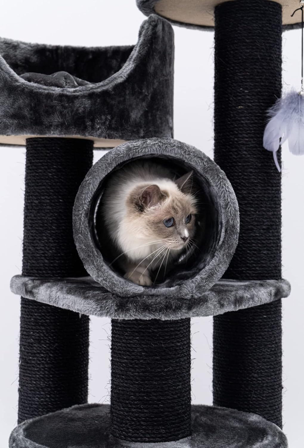 Krabpaal – Krabmeubel – Kattenpaal – Klimpaal – Zwart – Stevige Basis – Dikke Sisalstammen 12 cm