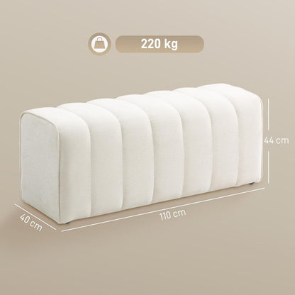 Zitbank – Bank – Sofa – Slaapbank – Zithoek – Gestoffeerd Met Linnenlook – Max. Belastbaar 220 Kg – 110x40x44 Cm – Crèmewit