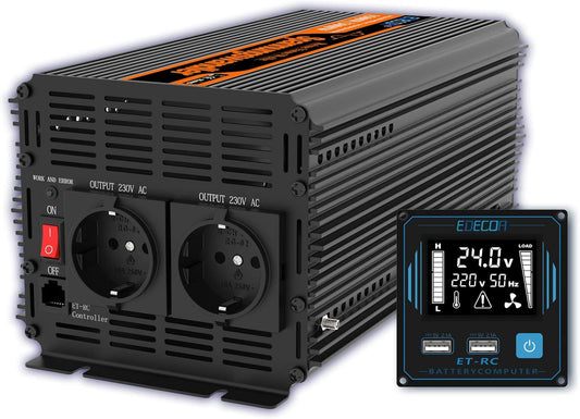 <font dir="auto" style="vertical-align: inherit;"><font dir="auto" style="vertical-align: inherit;">        EDECOA 1500W Pure Sine Wave Inverter 24V to 230V with LCD remote control, 2x USB and 2x EU sockets       </font></font>