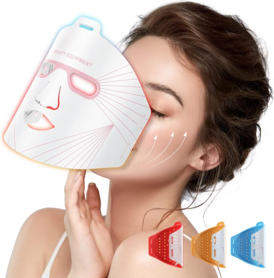 Lichttherapie - Rood Licht Therapie - LED-Therapie - LED-masker - Nabij-Infrarood Roodlicht - voor Gezicht - 3-Kleuren-LED -Verzorgingsapparaat - met Anti-aging - Rimpels - voor Alle Huidtypes - Wit
