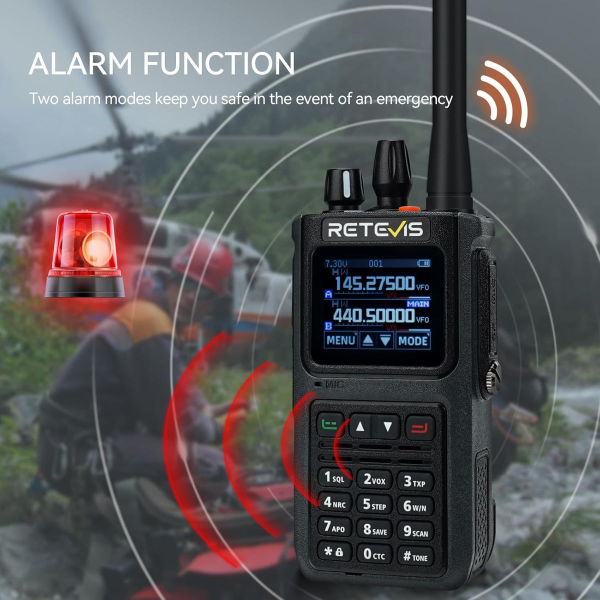 Retevis C1 Walkie talkies Lange Afstand, Professionele Portofoon IP67 Waterdichte 1800mAh Groepsoproep Ruisonderdrukking VOX, Dual Band Walkie Talkie voor Volwassenen Bosredding (Zwart, 2 Stuks)
