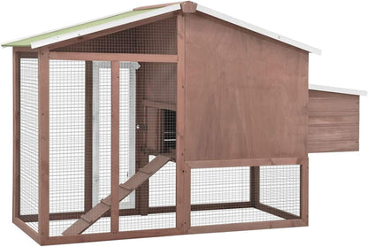 Kippenhok – Kippenverblijf – Kippenren – Pluimveehok – Konijnenhok – Stevig Dennenhouten Houten Kippenhok – Waterafstotend Polyester Dak – Ruime Nestkast