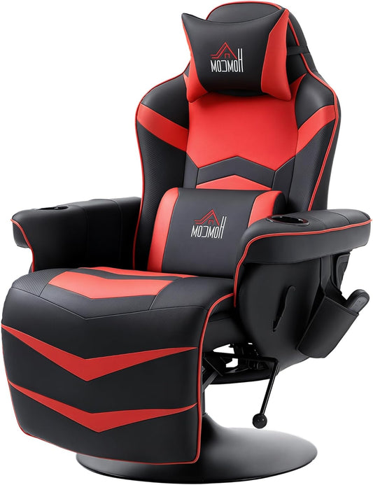 Massage-ligstoel – Relaxstoel – Massagestoel – Relaxfauteuil – TV-stoel – Met 6 Massagepunten – Verstelbare Rugleuning 150° – Kunstleer Zwart/Rood