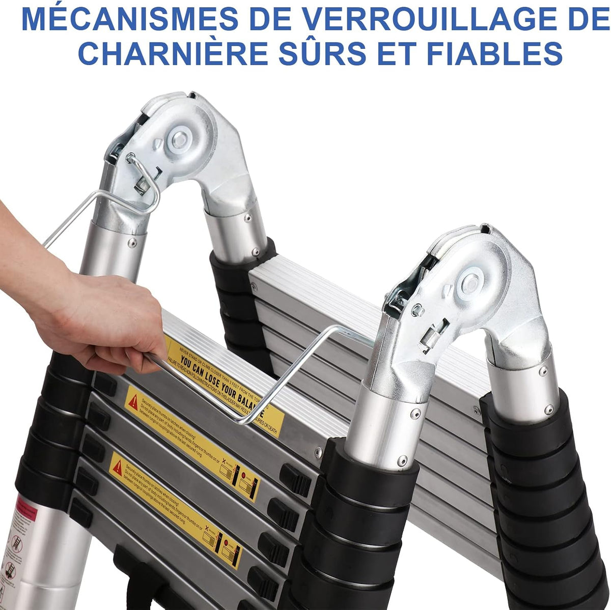 Telescopische ladder van aluminium, vouwladder, multifunctionele ladder, staande ladder, uittrekbare ladder, maximale belasting: 150 kg, zilver