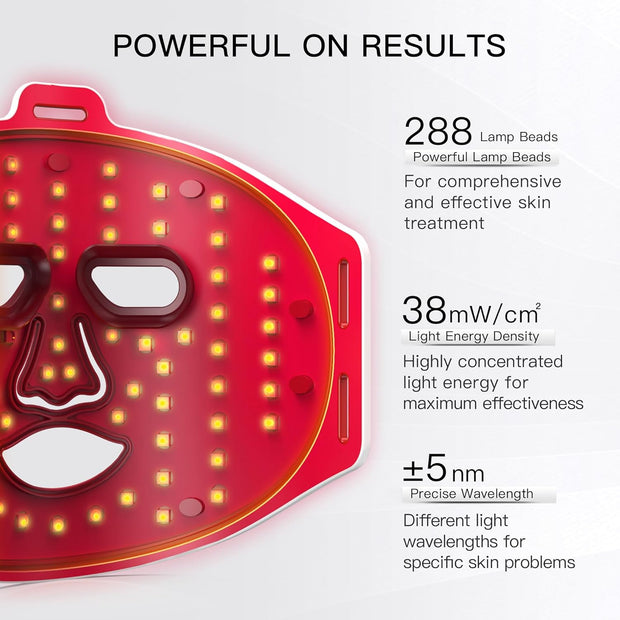 Lichttherapie - Rood Licht Therapie - LED-Therapie - LED-masker - Nabij-Infrarood Roodlicht - voor Gezicht - Flexibel Siliconen Lichttherapiemasker - voor Thuis - Gezichtsmaskers - Huidverzorging - Wit