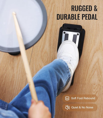 Elektronisch Drumstel – Elektrische Drumset – Drumkit – E-Drumstel – Oefendrumstel – Voor Beginners En Kinderen – 4 7-Inch Dubbellaagse Mesh-Pads – Opvouwbaar Compact Met USB MIDI En Powerbank-Compatible