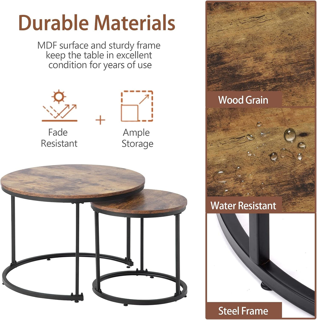 Koffietafel - Table - Coffe table - Living Room Table - Moderne minimalistische stijl - Combinatie salontafelset - Home Leisure Table - Eenvoudige hoge salontafel - Bruin