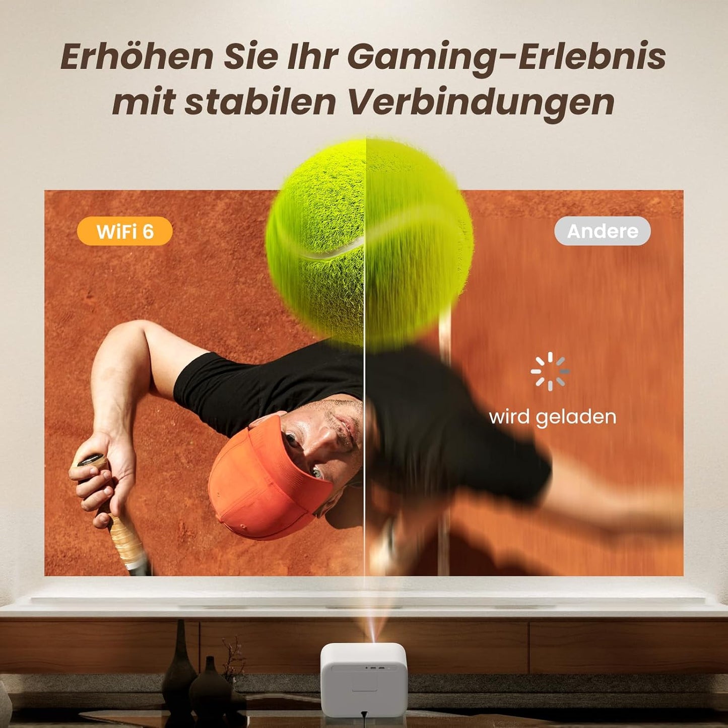 Yaber L2s Beamer Sound by JBL, 700 ANSI 1080P Native projector, naadloze autofocus videobeamer, led-beamer met WiFi6 en Bluetooth 5.1 thuisbioscoopbeamer voor mobiele telefoon/laptop, compatibel met