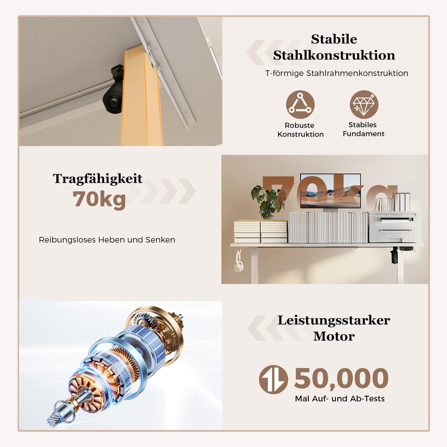 Klicelor Verstelbaar Bureau in Hoogte met Dubbele Lades, Elektrisch Verstelbaar Bureaux in Hoogte, Ergonomisch Sta bureau, 160x60, Wit