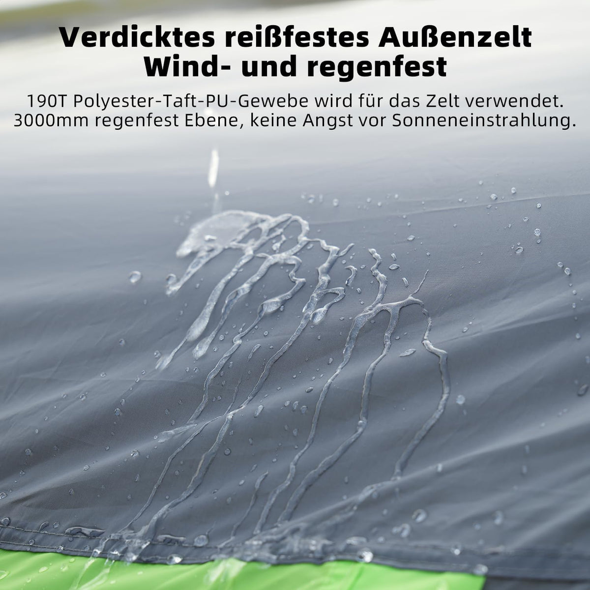 Tunneltent voor 4 personen, tipi-tent, grote campingtent met slaapcabine, 3000 mm waterdichte familietent, huistent met 3 ingangen, glamping-tent met afneembare tentbodem