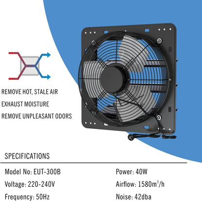 300 mm intelligente eafvoerventilator Wifi App, buisventilator, afzuigkap voor verwarming, koeling, booster, groeitenten, hydroculturen, thuisgebruik