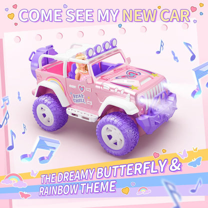 Roze Op Afstand Bestuurde Auto – RC Auto – Raceauto – Speelgoedauto – Offroad Voertuig – 1:16 Schaal – 2,4 GHz Besturing – LED Lampjes & Mist Effect