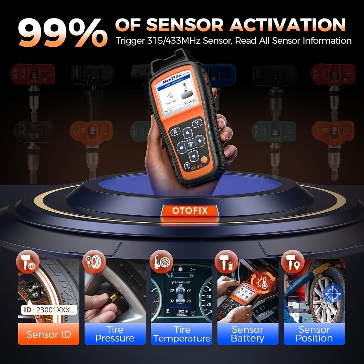 TPMS Tool – Banden Sensor Tester – TPMS Programmer – Banden Spanning Monitor – TPMS Resetter – Ondersteunt MX-Sensoren 315/433 MHz – Gratis Levenslange Wifi Updates - QUORE