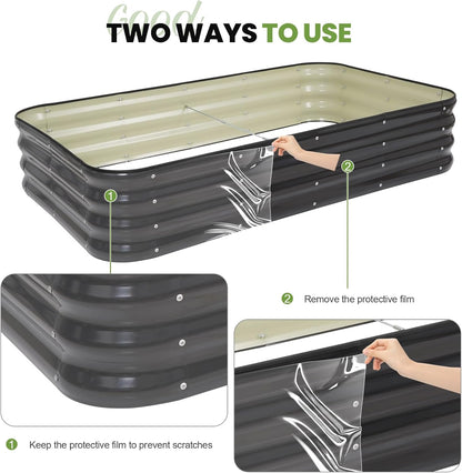Verhoogde tuinbedset | 4-in-1 verstelbare gegalvaniseerde plantenbakken voor groenten, bloemen | 30,5 cm hoog, meerdere maten (5x3x0,3 ft, 4x4x0,1 ft, 6 x 2 x 1 ft, 6 x 2 x 1 ft, 7 x 1 x 1 ft) |