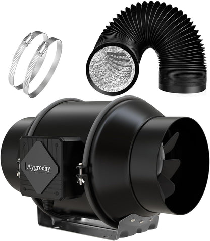 Buisventilator 150 mm – Afvoerventilator, Inline Ventilator, Kanaalventilator, Afzuigventilator – Traploos Regelbaar 0-100% – Energiezuinige EC-Motor