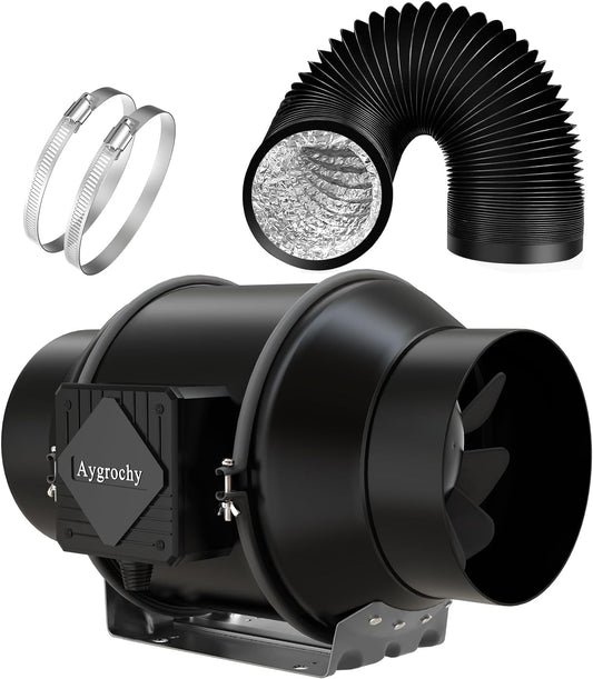 Buisventilator 150 mm – Afvoerventilator, Inline Ventilator, Kanaalventilator, Afzuigventilator – Traploos Regelbaar 0-100% – Energiezuinige EC-Motor