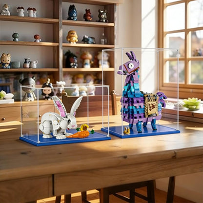 3mm Transparante vitrinekast van acryl, organizer,stofdichte bescherming,showcase met LEGO serie modellen 21353 41164 71748 voor actiefiguren，speelgoed。Blauw basis (1, 55x30x25cm)