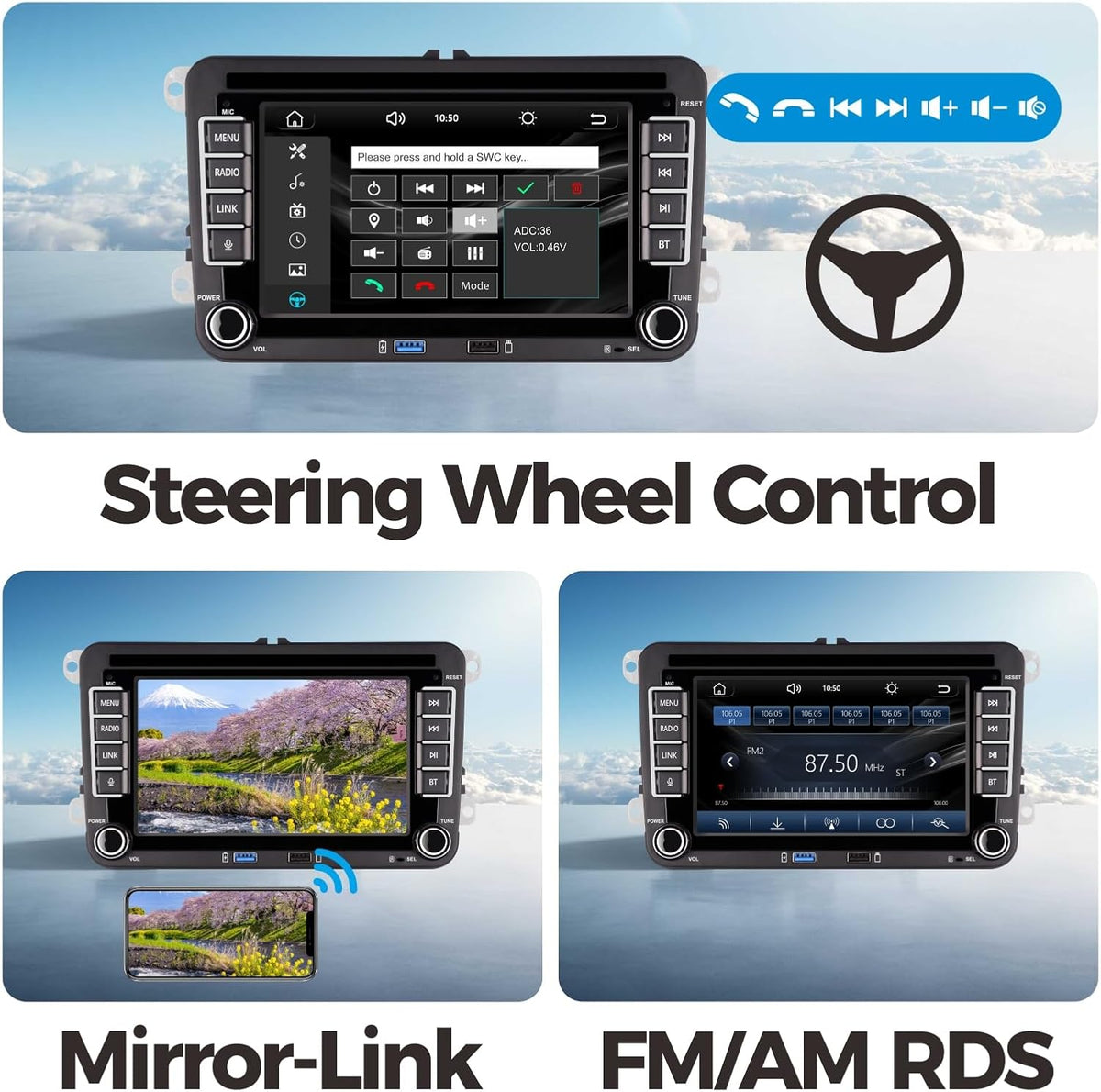 Autoradio VW Golf 5 6 – Auto Stereo – Navigatiesysteem – Multimedia Speler – Dashboard Radio – 7 Inch IPS Touchscreen – Draadloos CarPlay & Android Auto