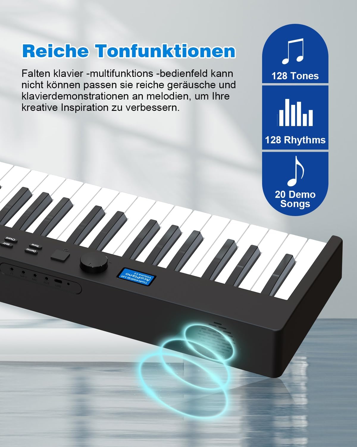 Opvouwbare Piano Met 88 Toetsen – Keyboard – Pianotoetsenbord – Digitale Piano – E-Piano – 180° Opvouwbaar – Bluetooth/MIDI