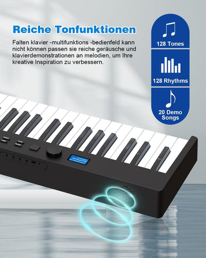 Opvouwbare Piano Met 88 Toetsen – Keyboard – Pianotoetsenbord – Digitale Piano – E-Piano – 180° Opvouwbaar – Bluetooth/MIDI