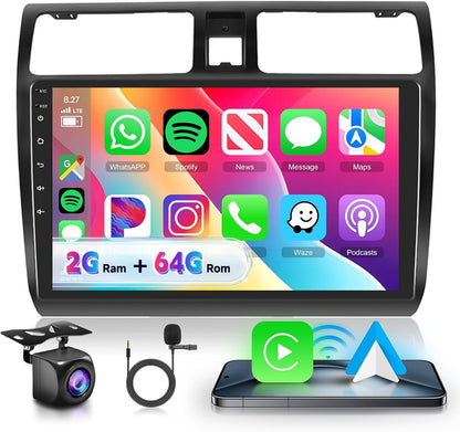 Autoradio 2G+64G Android 15 voor Suzuki Swift 2005-2010, 10.1 Inch HD 2,5D Aanraakscherm Autoradio met Draadloze Carplay Android Auto GPS Wi-Fi USB Bluetooth FM RDS Radio Achteruitrijcamera