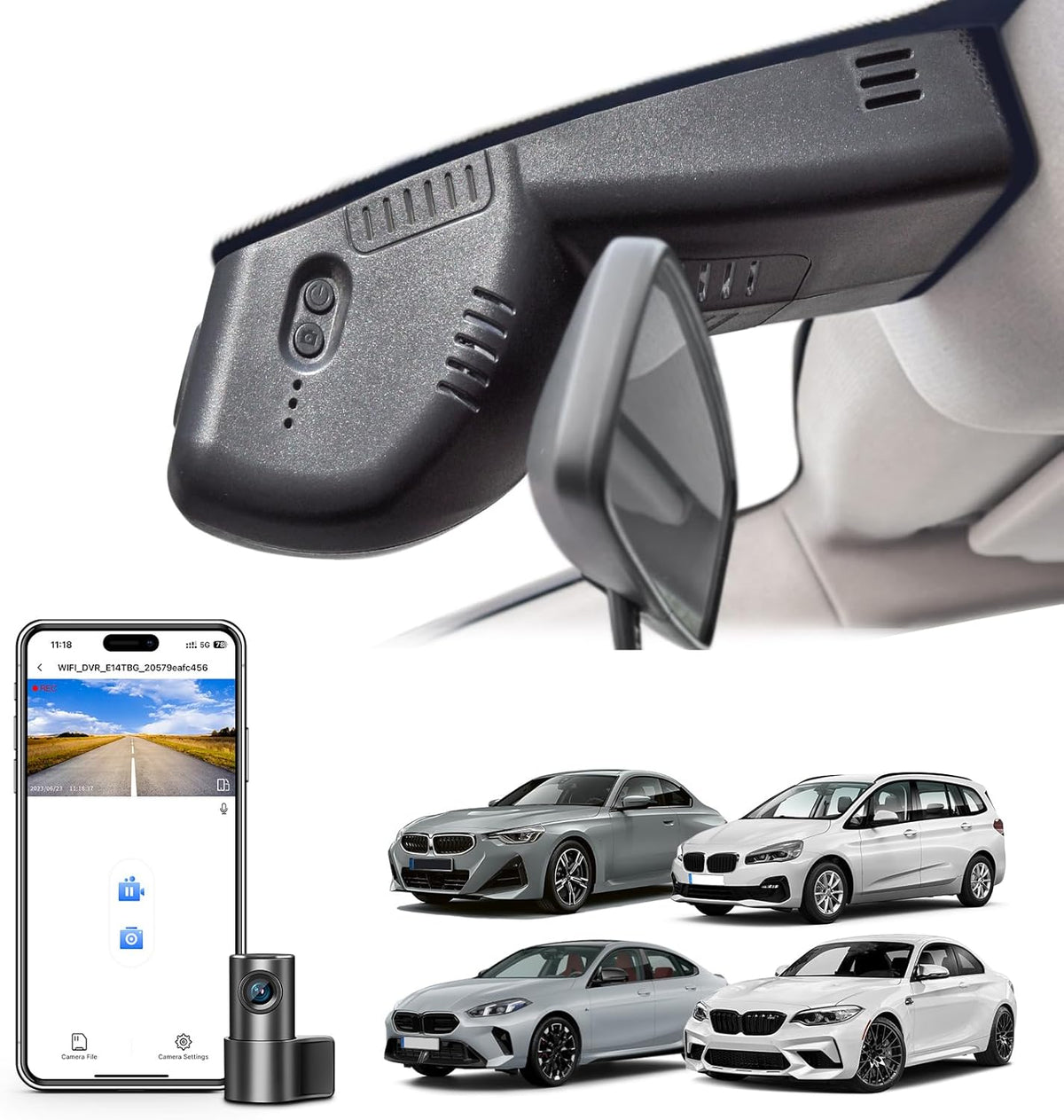 Dashcam – Autocamera – Boordcamera – Dashboardcamera – Voor- En Achtercamera – OEM-Pasvorm – 4K Voorcamera, 1080P Achtercamera – Wifi En App