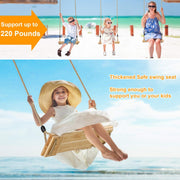 Schommelzitje - Schommels - Kinderschommel - Schommelplankje - voor Binnen Buiten - In Hoogte Verstelbaar Touw - Belastbaar tot 100kg - Hout - 45 x 19.5 cm - Beige