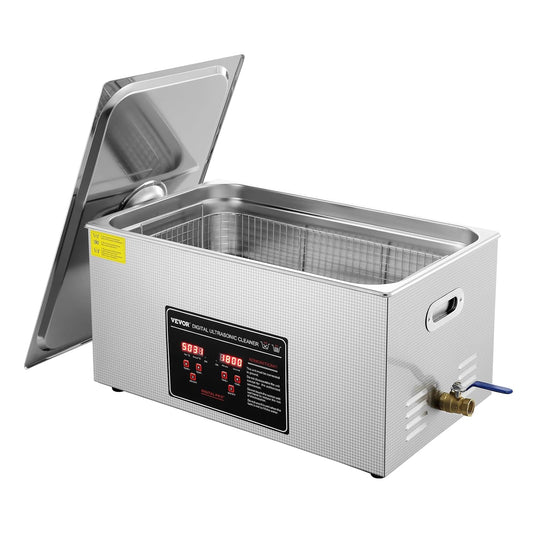 VEVOR Ultrasone reiniger, roestvrij staal, 480 W, 22 l, ultrasoon reinigingsapparaat met digitaal display, 0-30 minuten, ultrasone reiniging voor sieraden, brillen, horloges enz.