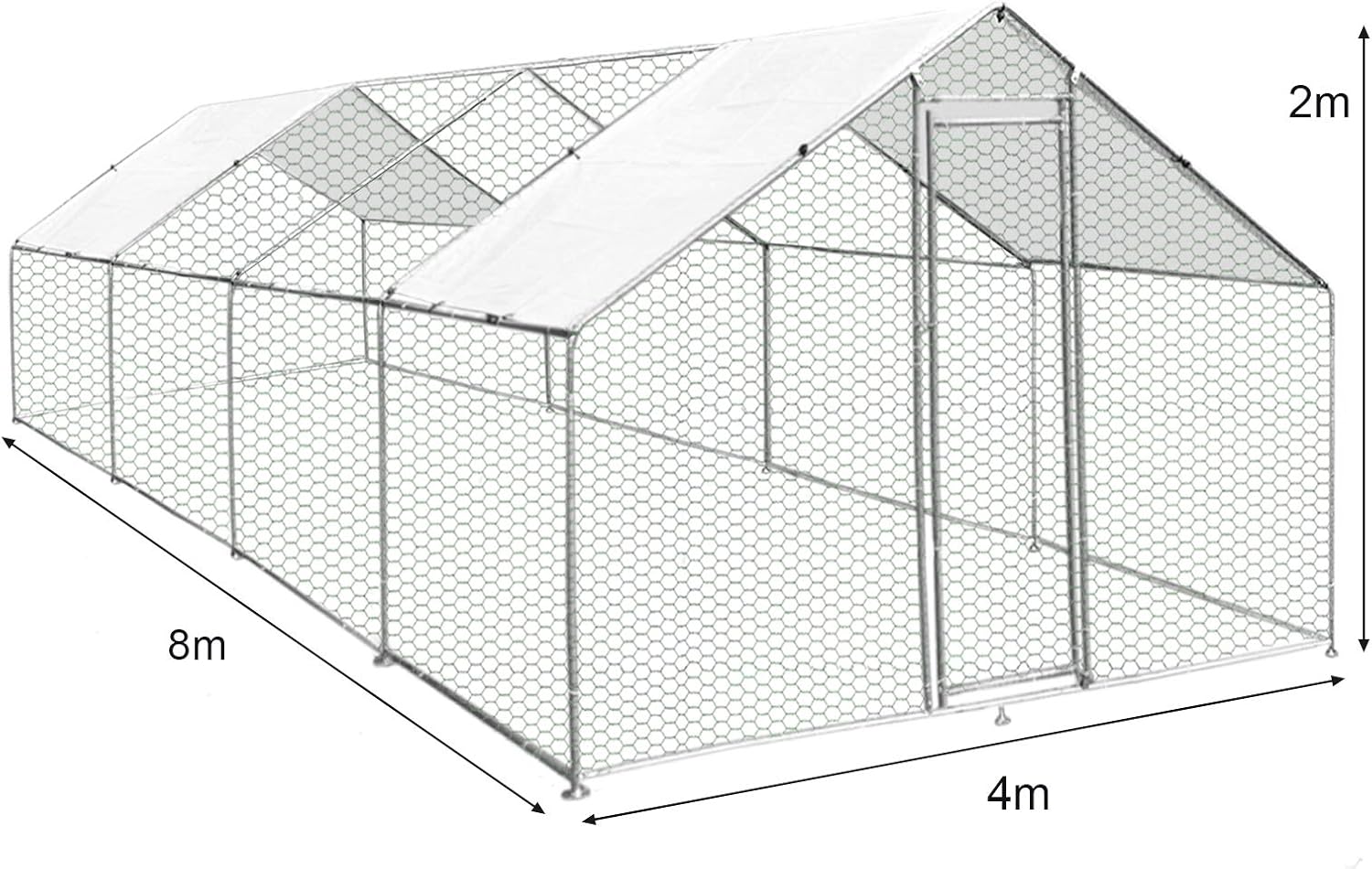 Freestanding Chicken coop Chicken coop Chicken enclosure 4m x 8m x 2m Free roof covers and feeding scoop - QUORE