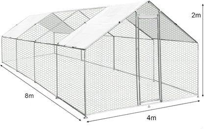 Freestanding Chicken coop Chicken coop Chicken enclosure 4m x 8m x 2m Free roof covers and feeding scoop - QUORE