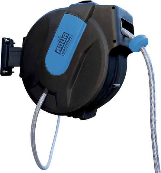 Automatische slanghaspel voor de muur, met 20 meter slang en aansluitingen en tweecomponenten-lans (kunststof en rubber) voor een betere grip