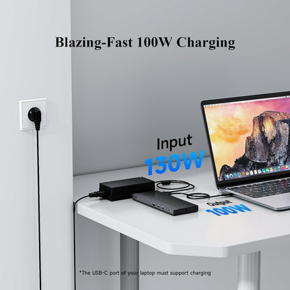 WAVLINK 12-in-1 USB-C docking station, 100 W Power Delivery, 2DP+HDMI, 4 USB-A, 2 10 Gps USB-C Gigabit Ethernet, Triple Display Laptop Dock