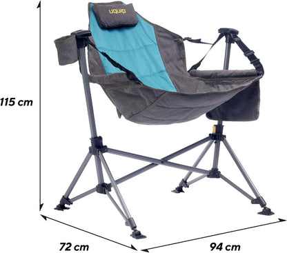 Uquip Campingstoel Rocky 2.0 strandstoel schommelstoel opknoping stoel klapstoel petrol/grijs