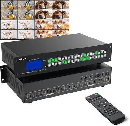 16 x 16 HDMI-matrixschakelaar – Matrix Switch – HDMI Splitter – HDMI Schakelaar – Verdeelschakelaar – 4K @ 30 Hz – 3,5 mm Stereo Audio-extractor