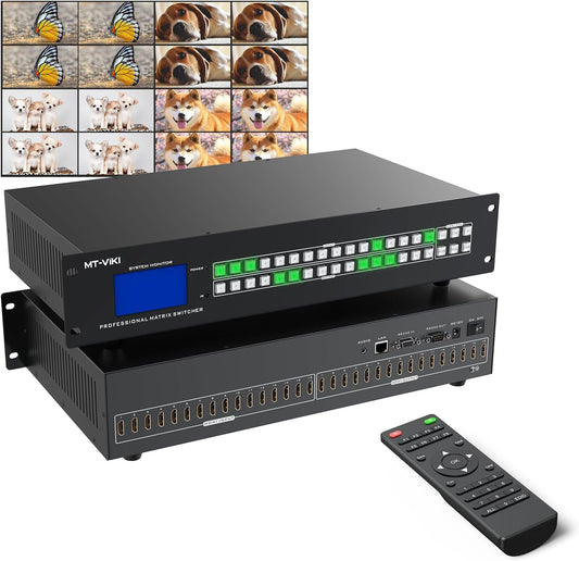 16 x 16 HDMI-matrixschakelaar – Matrix Switch – HDMI Splitter – HDMI Schakelaar – Verdeelschakelaar – 4K @ 30 Hz – 3,5 mm Stereo Audio-extractor