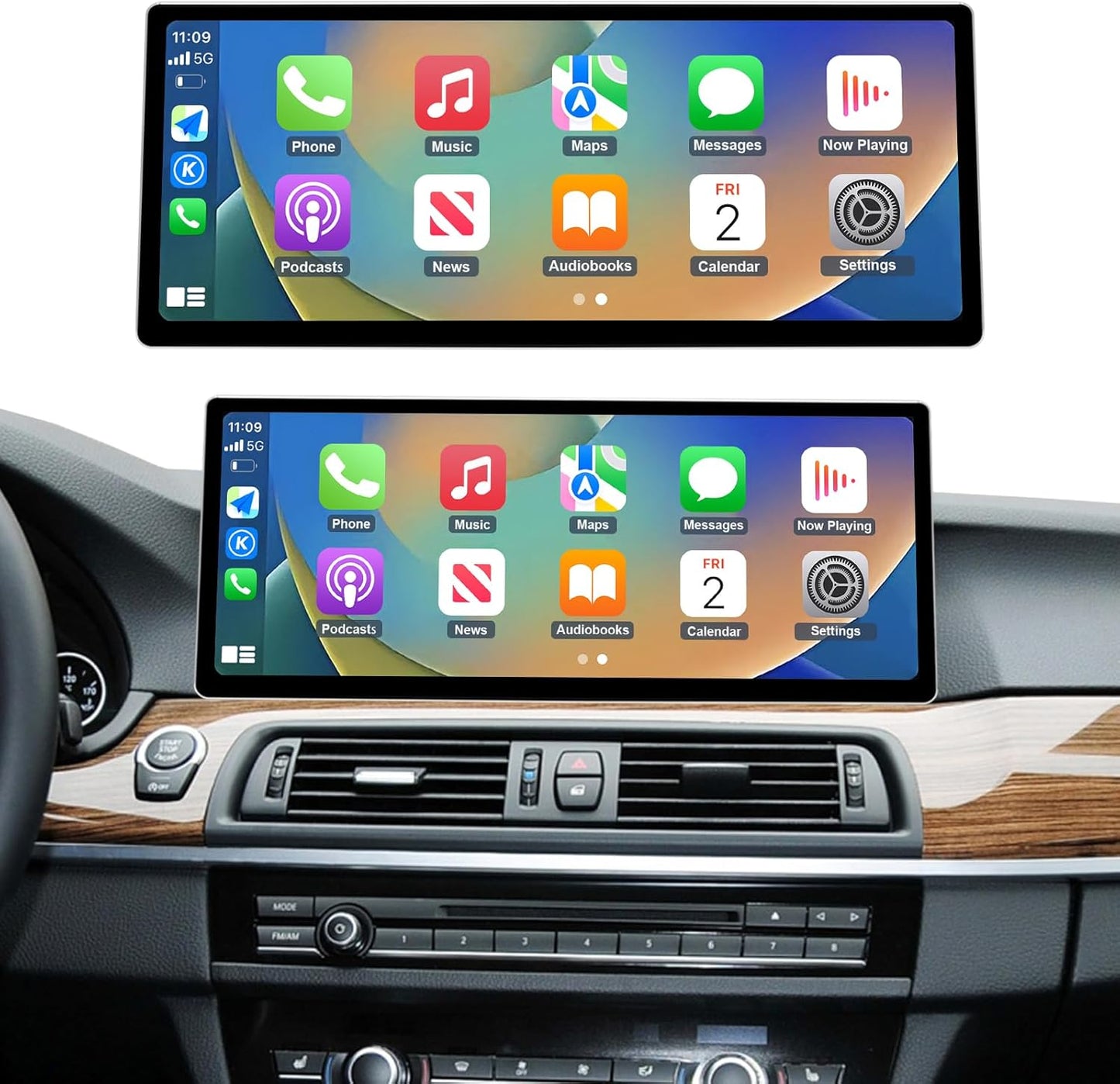 Ninetom 12,3'' autoradio, Apple CarPlay/Android Auto/Mirrorlink/GPS voor 2012-2016 BMW 5 Serie F10/F11 met NBT touchscreen autoradio, GPS-navigatie voor auto, geïntegreerde DSP