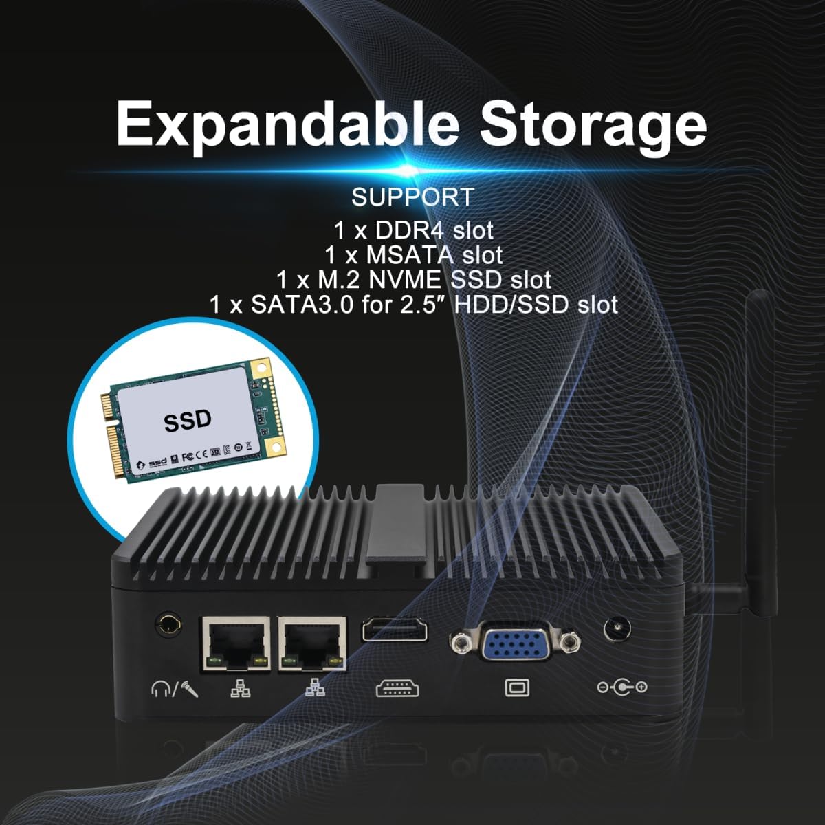 Mini PC – Mini Desktop – Compacte Computer – Industrie PC – Embedded PC – Intel N100 8GB RAM – 256GB SSD – Ventilatorloos – Dubbel Scherm