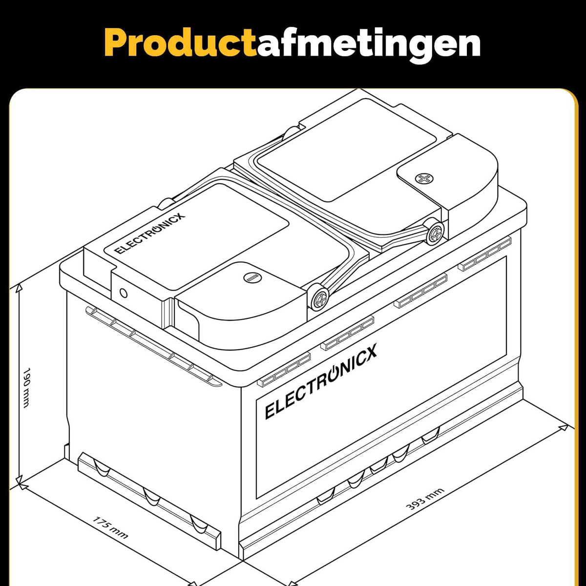 Electronicx GEL Solar Edition 12V 140Ah Deep Cycle accu – onderhoudsvrij en lekvrij – voor camper, zonnepanelen, offgrid en zonne-energie – afm. 393×175×190 mm – compact ontwerp