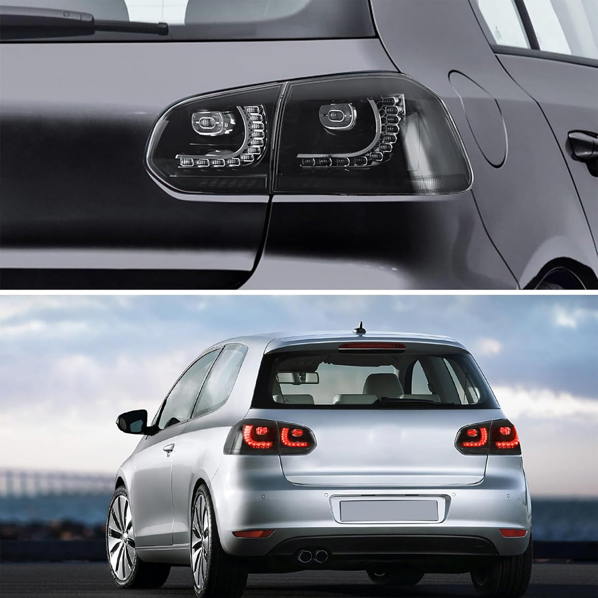 VLAND Led-achterlichten voor Golf 6 Golf MK6 TSI GTI GTD R 2008-2013, met sequentiële knipperlichten, 1 set (bestuurderszijde + passagier), zwart