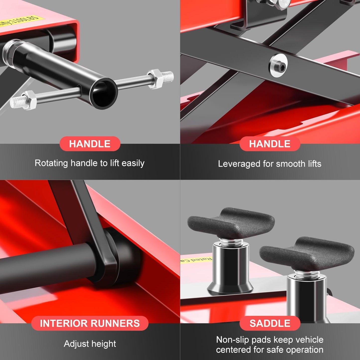 DNA MOTORING TOOLS-00289 Motorfiets schaarhefstandaard met zadel en pennen, 500 kg, hefbereik 9,3-37,5 cm