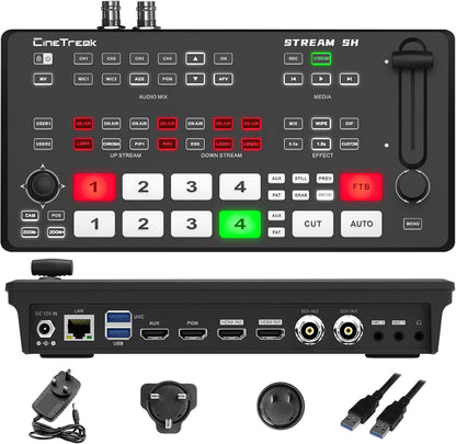 Stream SH Video Switcher Mixer 2HDMI & 2SDI met PTZ Besturing en Down&UP Stream Functie, NDI Updatebaar
