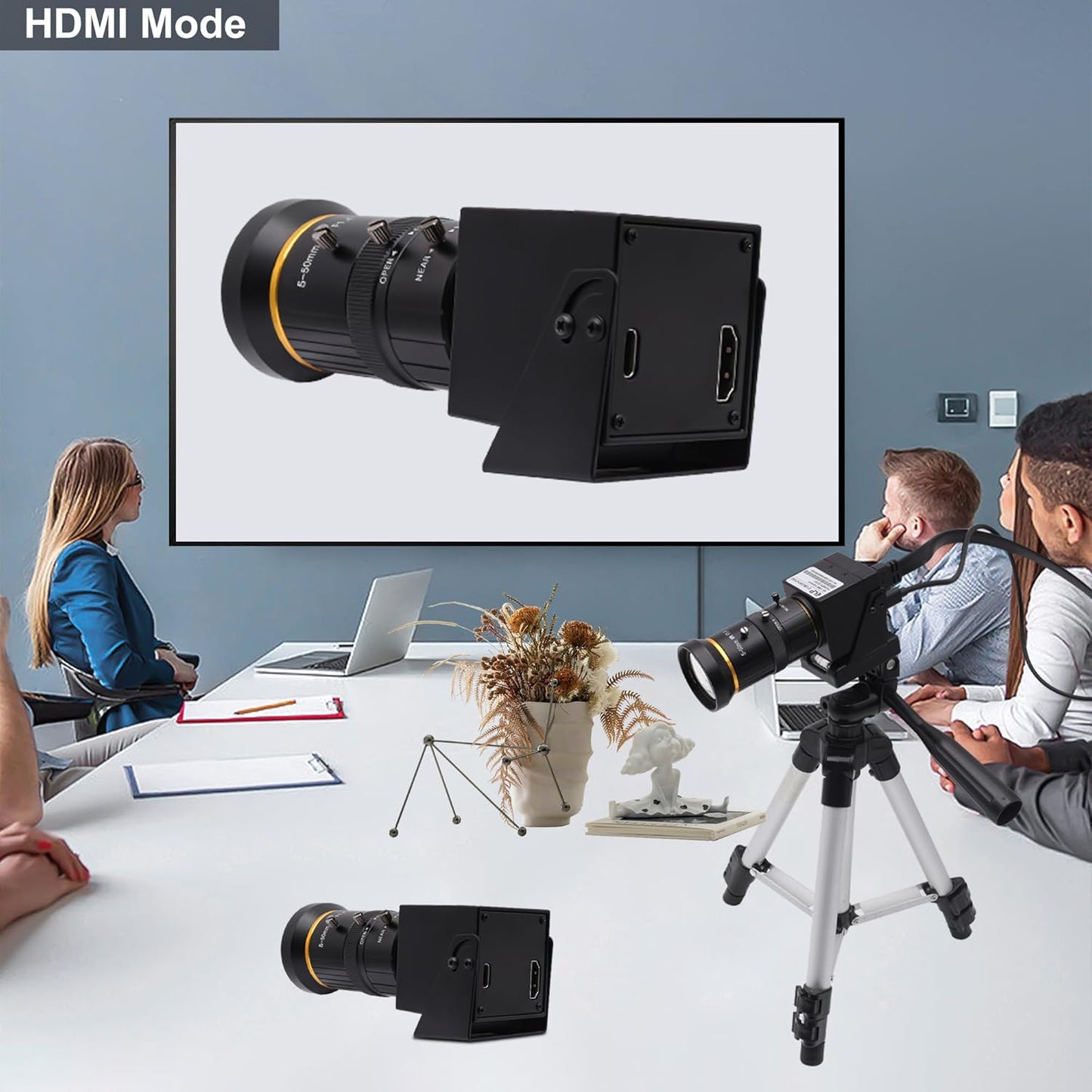 Svpro HDMI-camera, 4K, industriële USB-camera, HD streaming, webcam met 5-50 mm Telephoto zoom, handmatige lens, H.265 CS mount camera, 10 x optische zoomcamera voor pc, computer, laptop, bewaking