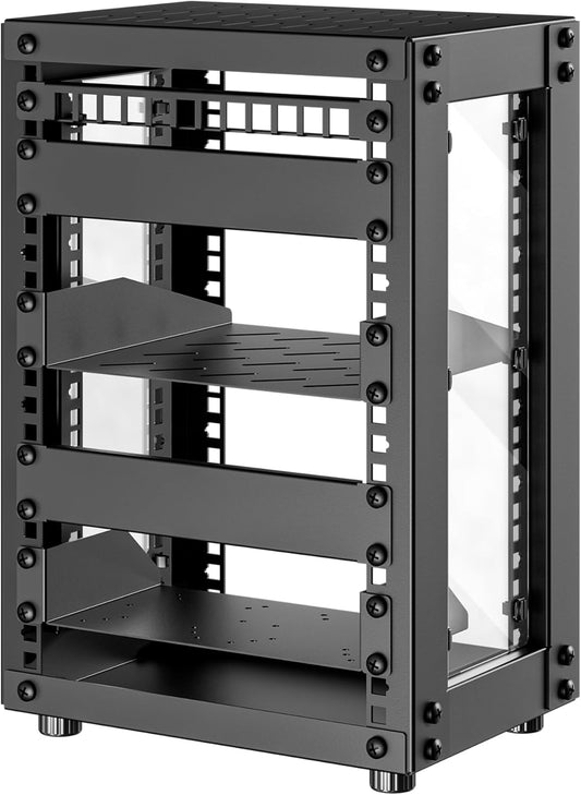 8U-serverkast, 10 inch Mini-serverrack voor Netwerk, Server, A/V-apparatuur en Doe-het-zelfprojecten, 7,87 inch Diep, Zwart