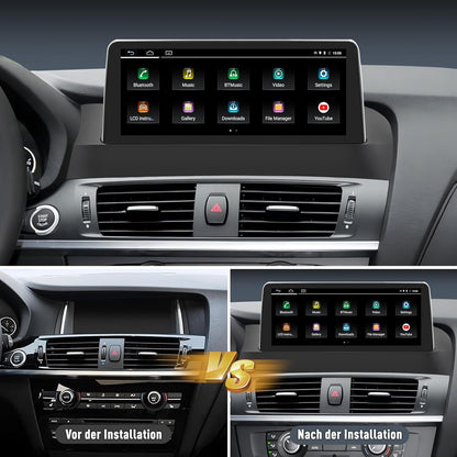 10.25 inch Android 14 Car Radio for BMW X3/X4 F25/F26 (NBT System 2014-2016) | 8-core 4+64GB | Wireless CarPlay, Android Auto, MirrorLink | HD Touch Screen, OEM Retained, Steering Wheel Control - QUORE