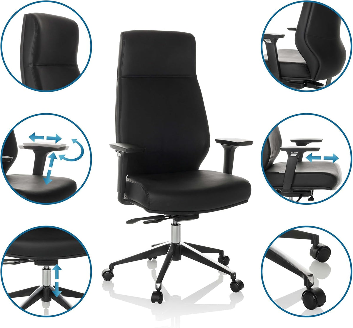 hjh OFFICE Professionele directiestoel VITORO ECO Kunstleder Zwart