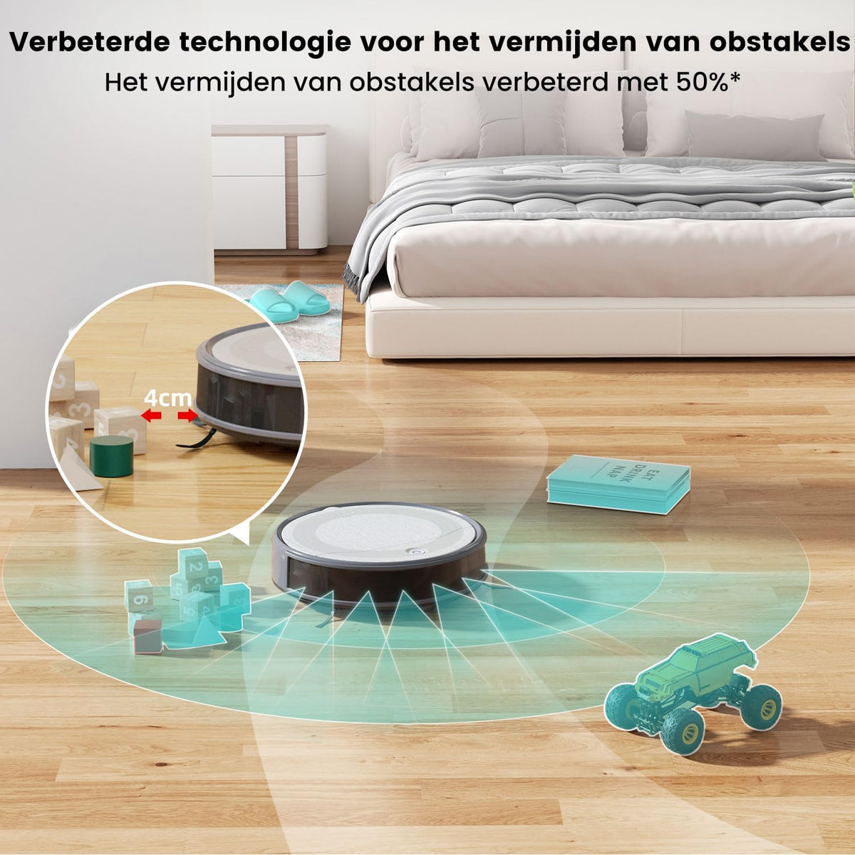 Robotstofzuiger – Robotstofzuiger met App – Stofzuiger Robot – Dweilrobot – Automatische Stofzuiger – Krachtige Zuigkracht 4500Pa – Lange Batterijduur 180 Minuten