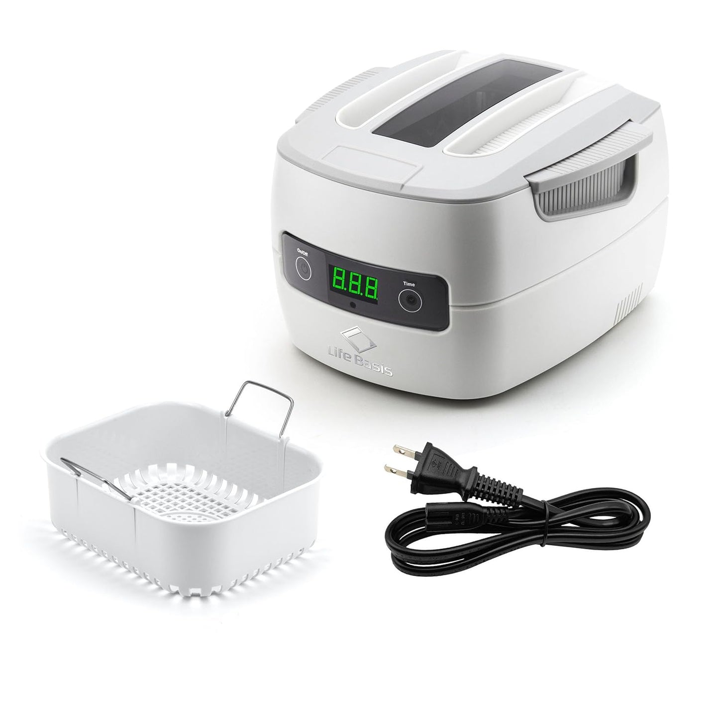 LifeBasis Professioneel ultrasoon reinigingsapparaat, brillenreinigingsapparaat met 5 tijdsinstellingen, 60 W, ultrasoon reinigingsapparaat voor sieraden, brillen, inktpatronen, gereedschap