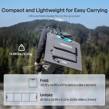 Renogy 200W Draagbaar Zonnepaneel, IP65 Waterdichte Opvouwbare Zonnepaneel Power Backup, Solar Charger voor Power Station RV Camping Off Grid